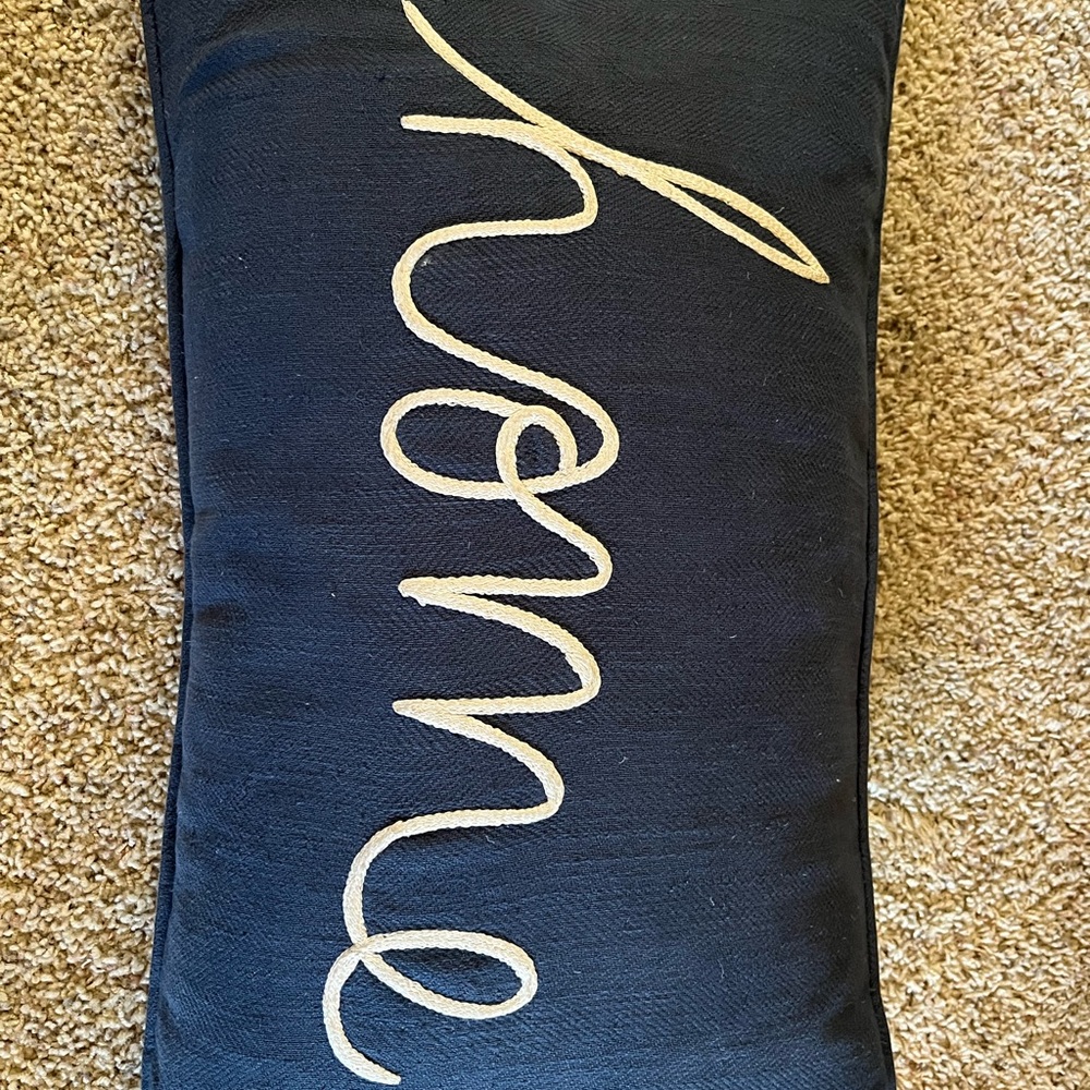 Navy Blue 'Home' Decorative Feather Pillow